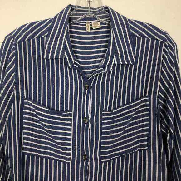 Japna Women's Button Front Striped Shirt Medium - Picture 2 of 9